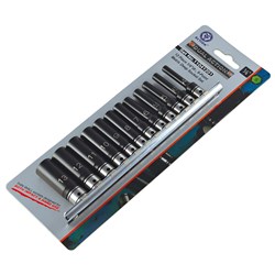 12 Piece 1/4 Drive 6-Point Metric, Deep Socket Set Dual Action