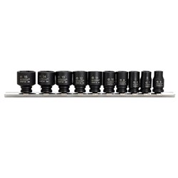 10 Piece | Action 1/4" Drive 6-Point Metric Standard Magnetic Impact Socket Set