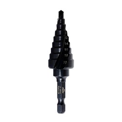 ThunderMax Step Drill Spiral Flute 4-20mm Metric 1/4in Impact Shank