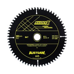 Austsaw RaiderX Aluminium Multi Material Blade | 185mm x 20 x 64T