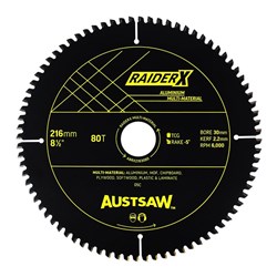 Austsaw RaiderX Aluminium Multi Material Blade | 216mm x 30 x 80T