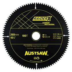 Austsaw RaiderX Aluminium Multi Material Blade | 260mm x 30 x 100T