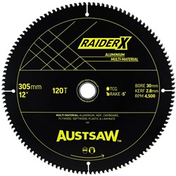 Austsaw RaiderX Aluminium Multi Material Blade | 305mm x 30 x 120T