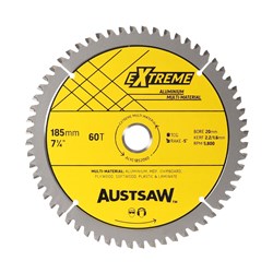 Austsaw - 185mm (7 1/4in) Aluminium Blade Triple Chip - 20/16mm Bore - 60 Teeth