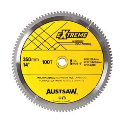 Austsaw - 350mm (14in) Aluminium Blade Triple Chip - 25.4/mm Bore - 100 Teeth