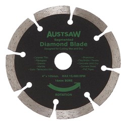 Austsaw - 103mm (4in) Diamond Blade Segmented - 16mm Bore - Segmented
