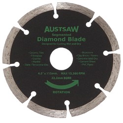 Austsaw - 115mm (4.5in) Diamond Blade Segmented - 22.2mm Bore - Segmented
