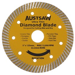 Austsaw - 125mm (5in) Diamond Blade Ultra Thin - 22.2mm Bore - Ultra Thin