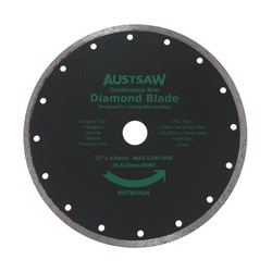 Austsaw - 300mm(12in) Diamond Blade Continuous Rim - 25.4/20mm Bore - Continuous