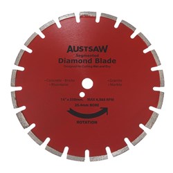 Austsaw - 350mm (14in) Diamond Blade Segmented Asphalt - 25.4/20mm Bore - Asphalt