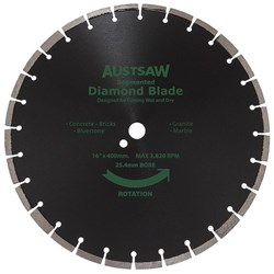 Austsaw - 400mm(16in) Diamond Blade Segmented General Purpose - 25.4/20mm Bore - Gen. Purpose
