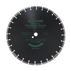 Austsaw - 530mm(20in) Diamond Blade Segmented General Purpose - 25.4mm Bore - Gen. Purpose