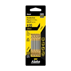No.20 Gauge (4.09mm) Double Ended Panel Drill Bit - Gold Series 10 pce Trade Pack