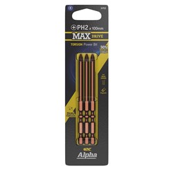 PH2 x 100mm MAXdrive Torsion Power Bit Carded | 3 Pack