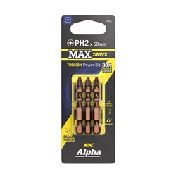 PH2 x 50mm MAXdrive Torsion Power Bit Carded | 3 Pack