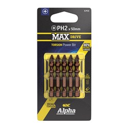 PH2 x 50mm MAXdrive Torsion Power Bit Carded | 5 Pack