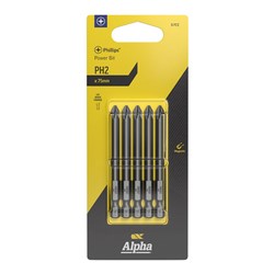 PH2 x 75mm Phillips Power Bit Carded | 5 Pack