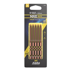 SQ2 x 100mm MAXdrive Torsion Power Bit Carded | 5 Pack