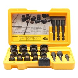 19 Pce | Alpha Damaged Nut and Bolt Extractor Set - 1/4in & 3/8in Drive Met/Imp