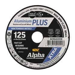 Alpha Aluminium Plus | 125 x 1.0mm Cutting Disc | 10 Pack