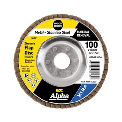 Flap Disc 100mm Z40 Grit Zirconia Aluminium Back Xtra Bulk