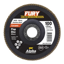 Fury Ceramic Flap Disc | 100mm C60 Grit