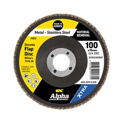 Flap Disc 100mm Z80 Grit Zirconia Type 28 Flat Xtra Bulk