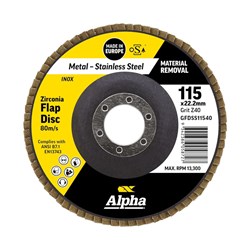 Flap Disc 115mm Z40 Grit Zirconia Alpha Bulk