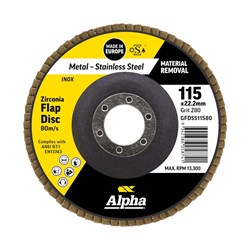 Flap Disc 115mm Z80 Grit Zirconia Alpha Bulk