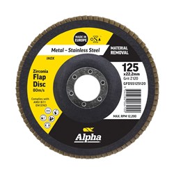 Flap Disc 125mm Z120 Grit Zirconia Alpha Bulk