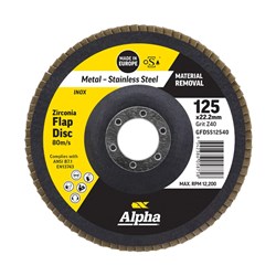 Flap Disc 125mm Z40 Grit Zirconia Alpha Bulk