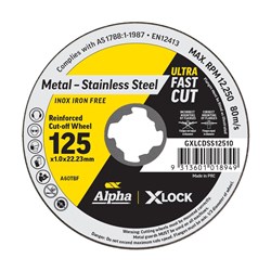 Alpha Cutting Disc X-Lock 125 x 1.0mm | 10 Disc Trade Pack