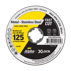 Alpha Cutting Disc X-Lock 125 x 1.6mm | 10 Disc Trade Pack