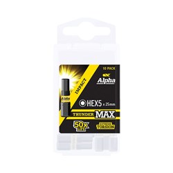 ThunderMax HEX5 x 25mm Impact Insert Bit Handipack (x10)