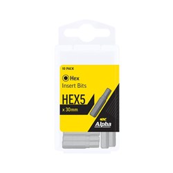 Hex5 x 30mm Insert Bits - Handipack (x10)