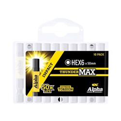 ThunderMax HEX6 x 50mm Impact Power Bit Handipack (x10)