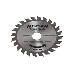 Austsaw - 125mm (5in) 4mm Milling Cutter Blade - 22.2mm Bore - 24 Teeth