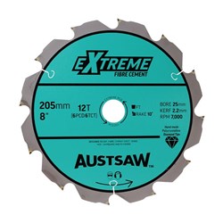 Austsaw - 205mm ( 8in) Polycrystalline Diamond Blade - 25mm Bore - 6PCD 6TCT Teeth