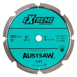 Austsaw - 300mm (12in) Polycrystalline Diamond Blade - 25.4mm Bore - 8PCD Teeth