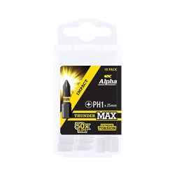 ThunderMax PH1 x 25mm Impact Insert Bit Handipack (x10)