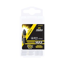 ThunderMax PZ2 x 25mm Impact Insert Bit Handipack (x10)