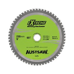 Austsaw - 230mm (9in) Rotary Hacksaw Blade - 25mm Bore - 60 Teeth