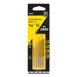5 Piece | Imperial Alpha Gold Series Drill Refill Pack - 1/16 - 1/8in