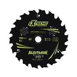 Austsaw Extreme: Wood with Nails Blade 160mm x 20/16 Bore x 18 T Thin Kerf