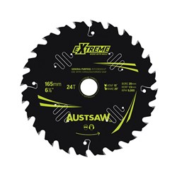Austsaw Extreme: Wood with Nails Blade 165mm x 20/16 Bore x 24 T Thin Kerf