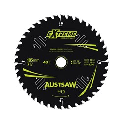 Austsaw Extreme: Wood with Nails Blade 185mm x 20/16 Bore x 40 T Thin Kerf