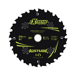 Austsaw Extreme: Wood with Nails Blade 210mm x 25/16 Bore x 20 T Thin Kerf