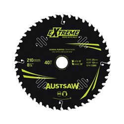 Austsaw Extreme: Wood with Nails Blade 210mm x 25/16 Bore x 40 T Thin Kerf