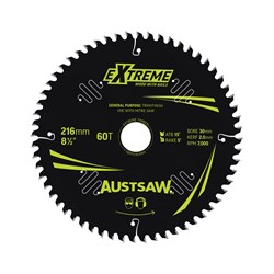 Austsaw Extreme: Wood with Nails Blade 216mm x 30/15.88 Bore x 60 T Thin Kerf