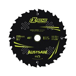 Austsaw Extreme: Wood with Nails Blade 235mm x 25 Bore x 20 T Thin Kerf